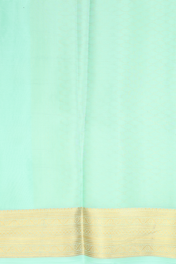 Mysore Silk Saree In Mint Green With Zari Buttas
