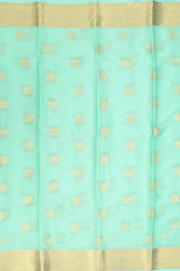 Mysore Silk Saree In Mint Green With Zari Buttas
