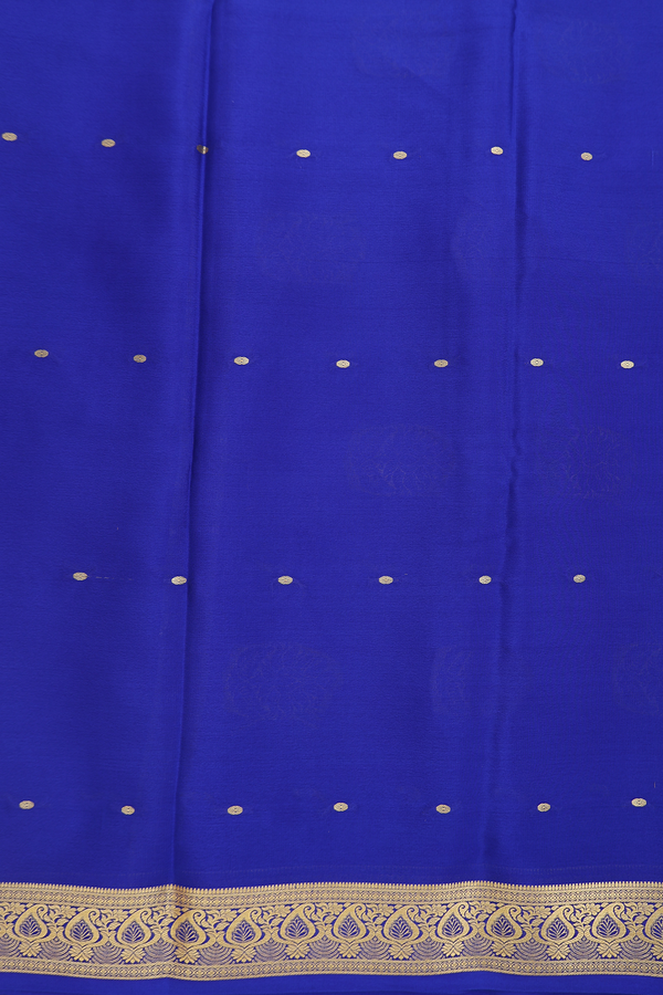 Mysore Silk Saree In Mint Green With Zari Buttis