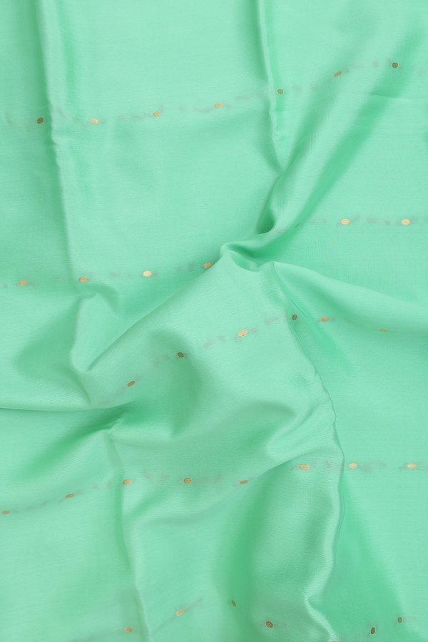 Mysore Silk Saree In Mint Green With Zari Buttis