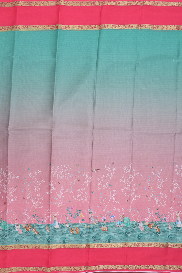Mysore Silk Saree In Multicolor With Floral Design