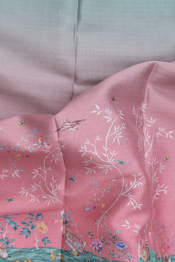 Mysore Silk Saree In Multicolor With Floral Design