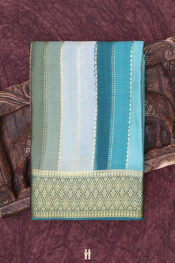 Mysore Silk Saree In Multicolor With Stripes Design