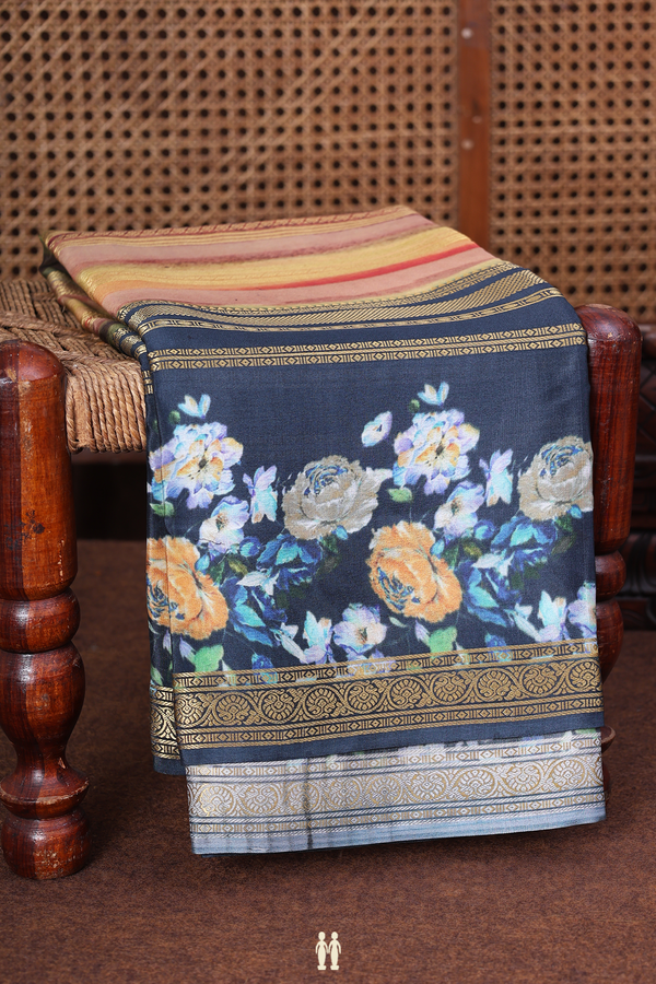 Mysore Silk Saree In Multicolor With Stripes Design