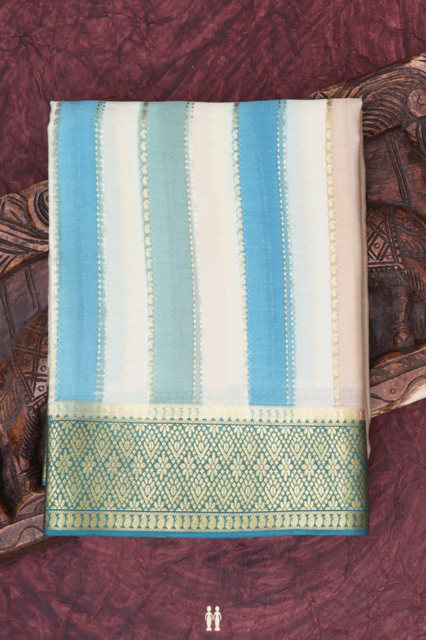 Mysore Silk Saree In Multicolor With Stripes Design