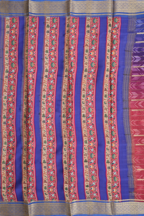Mysore Silk Saree In Multicolor With Stripes Design