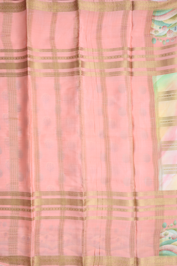 Mysore Silk Saree In Multicolor With Stripes Design