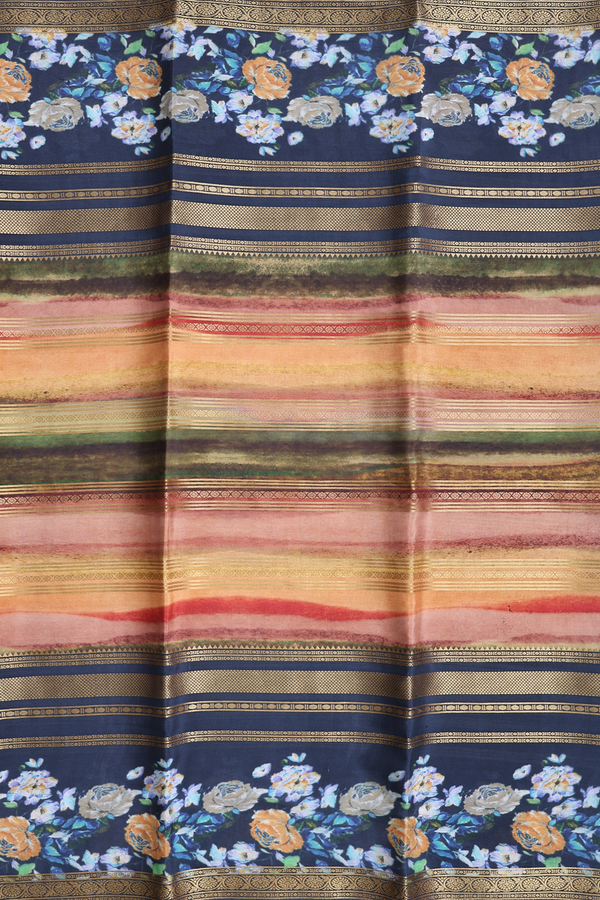 Mysore Silk Saree In Multicolor With Stripes Design