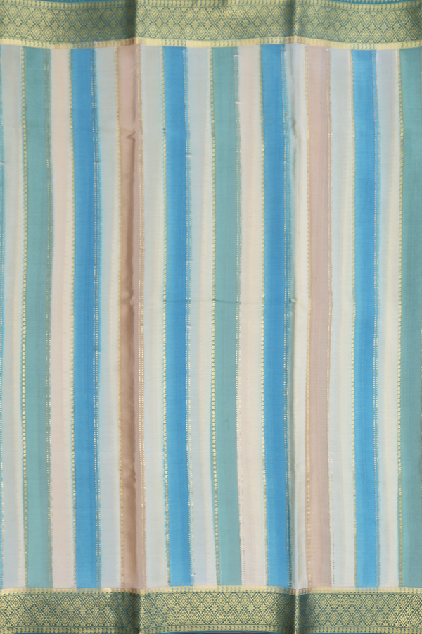 Mysore Silk Saree In Multicolor With Stripes Design