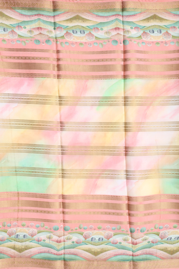 Mysore Silk Saree In Multicolor With Stripes Design