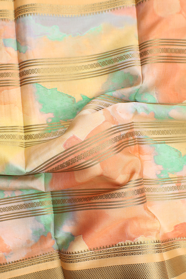 Mysore Silk Saree In Multicolor With Stripes Design