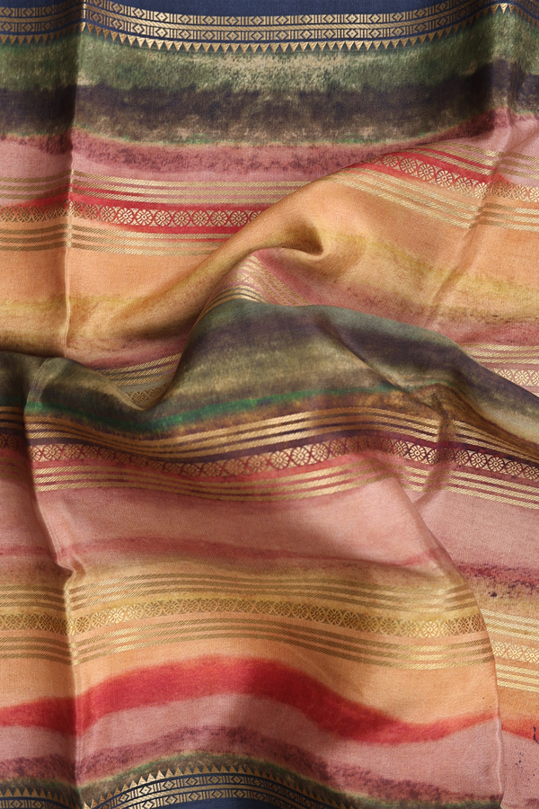 Mysore Silk Saree In Multicolor With Stripes Design