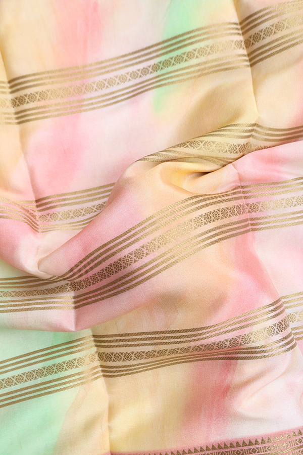 Mysore Silk Saree In Multicolor With Stripes Design