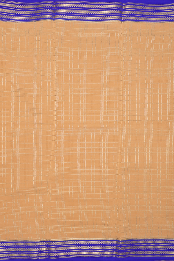 Mysore Silk Saree In Mustard Brown With Checks Design