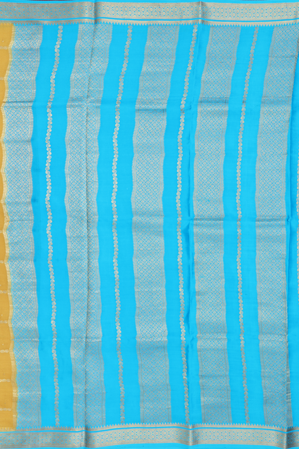 Mysore Silk Saree In Mustard Yellow With Checks Design