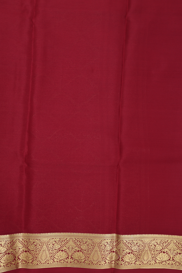 Mysore Silk Saree In Mustard Yellow With Contrast Border