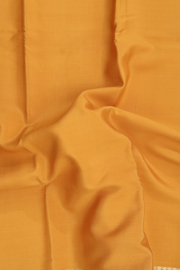 Mysore Silk Saree In Mustard Yellow With Zari Border