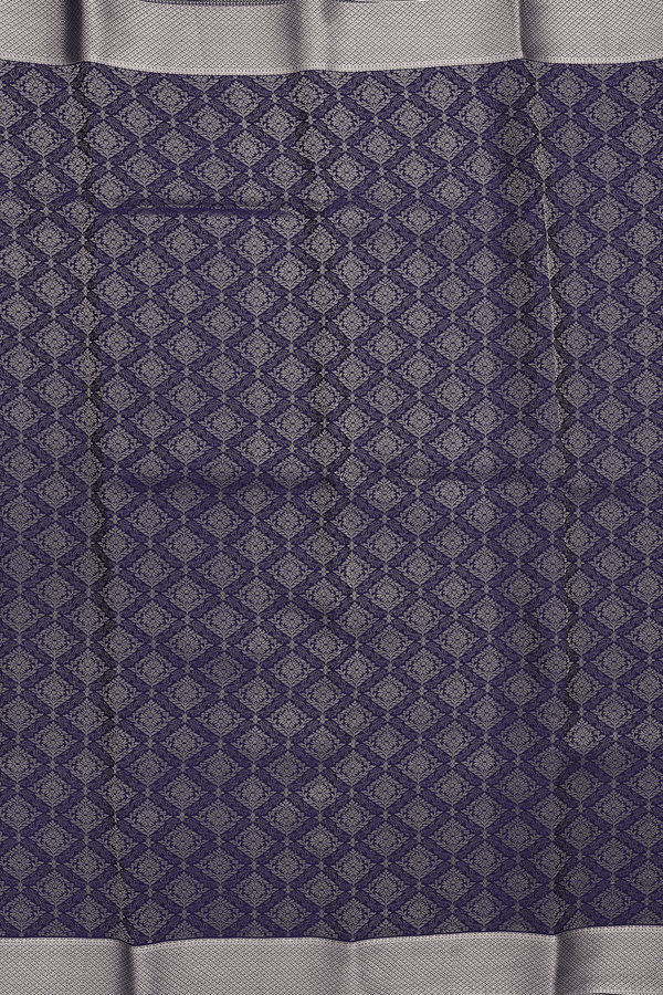 Mysore Silk Saree In Navy Blue With Brocade Design
