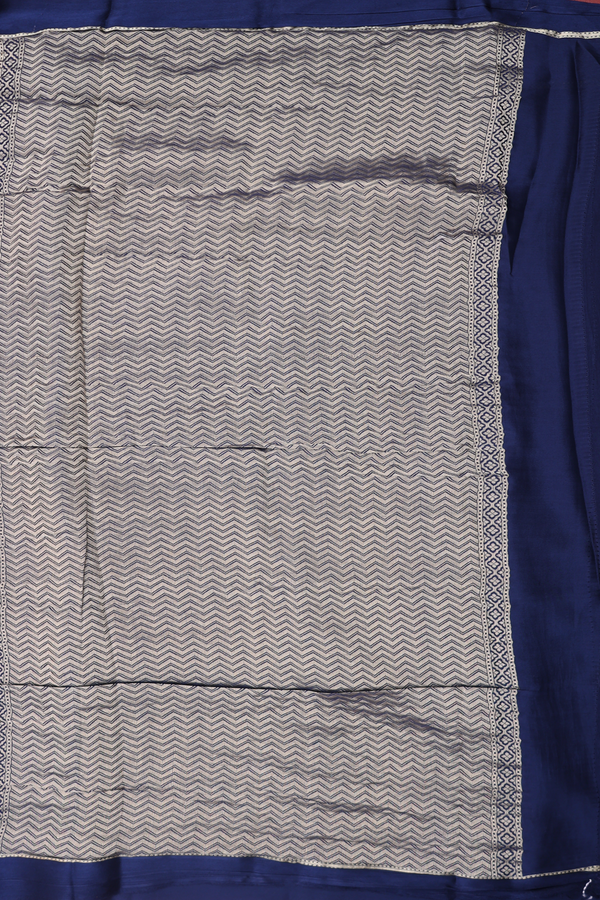 Mysore Silk Saree In Navy Blue With Checks Design