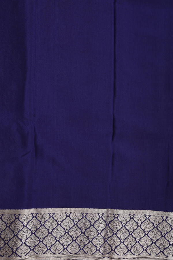 Mysore Silk Saree In Navy Blue With Floral Buttas