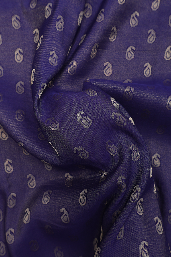 Mysore Silk Saree In Navy Blue With Paisley Buttas