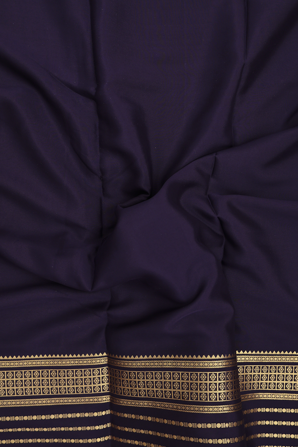 Mysore Silk Saree In Navy Blue With Stripes Border