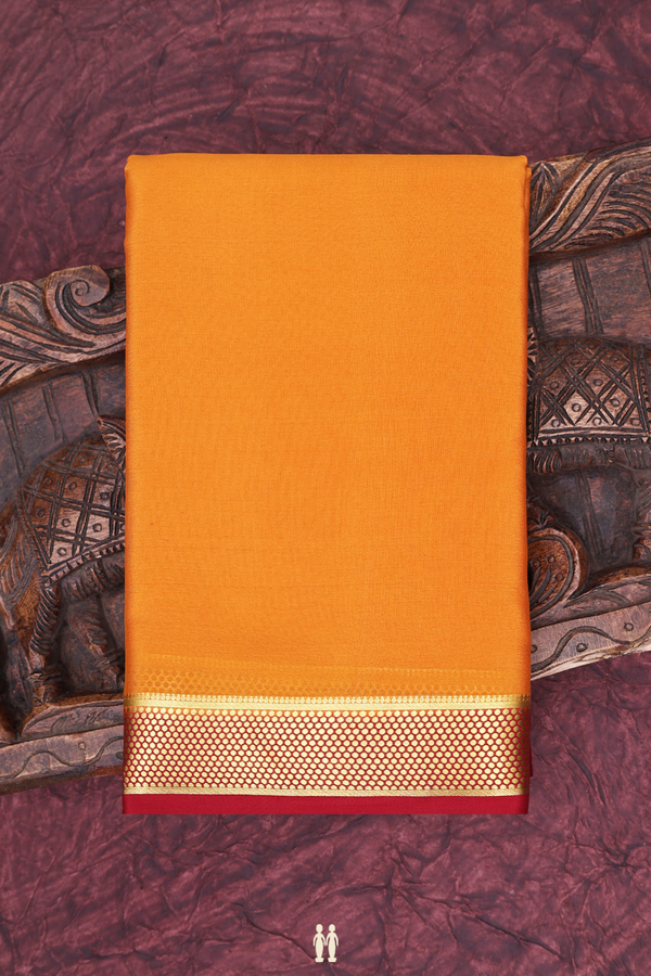 Mysore Silk Saree In Ochre Orange With Contrast Border