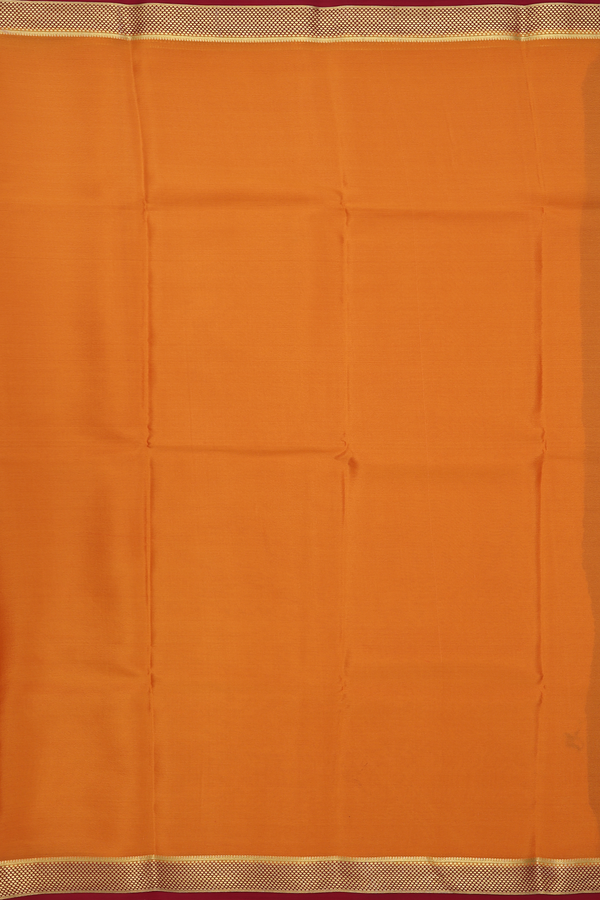 Mysore Silk Saree In Ochre Orange With Contrast Border