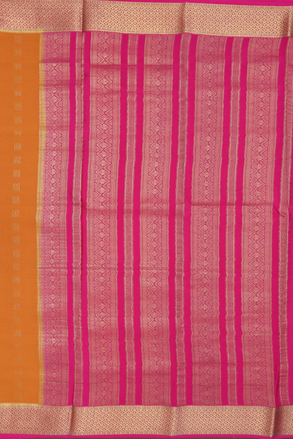 Mysore Silk Saree In Ochre Orange With Zari Design