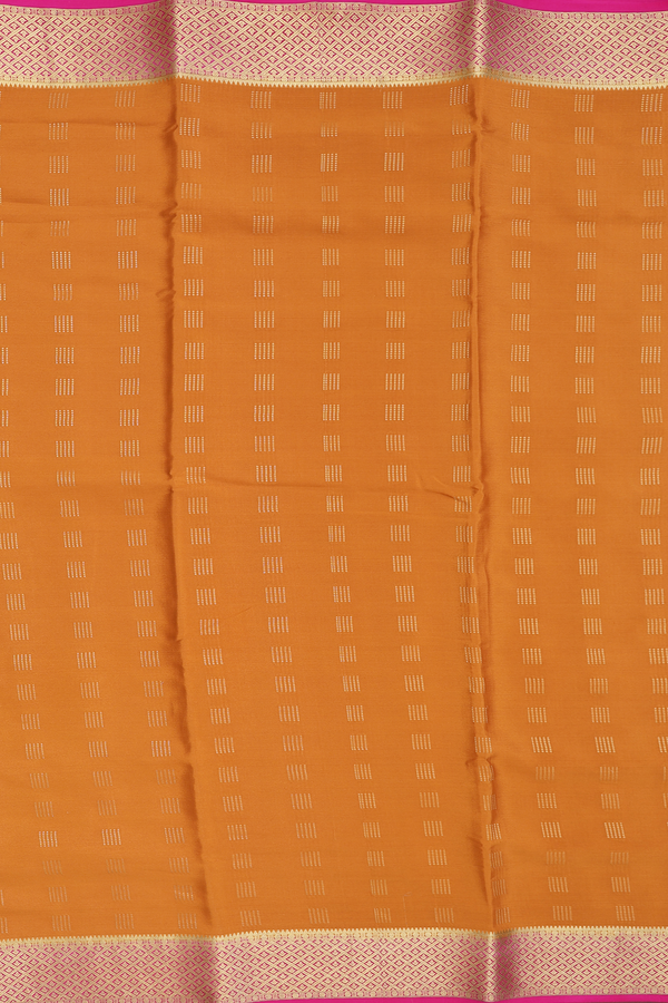Mysore Silk Saree In Ochre Orange With Zari Design