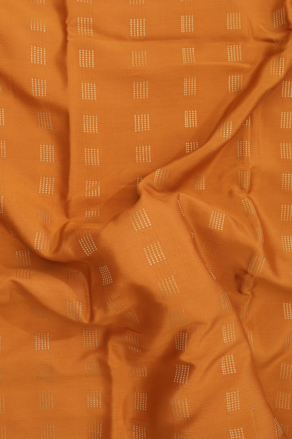 Mysore Silk Saree In Ochre Orange With Zari Design