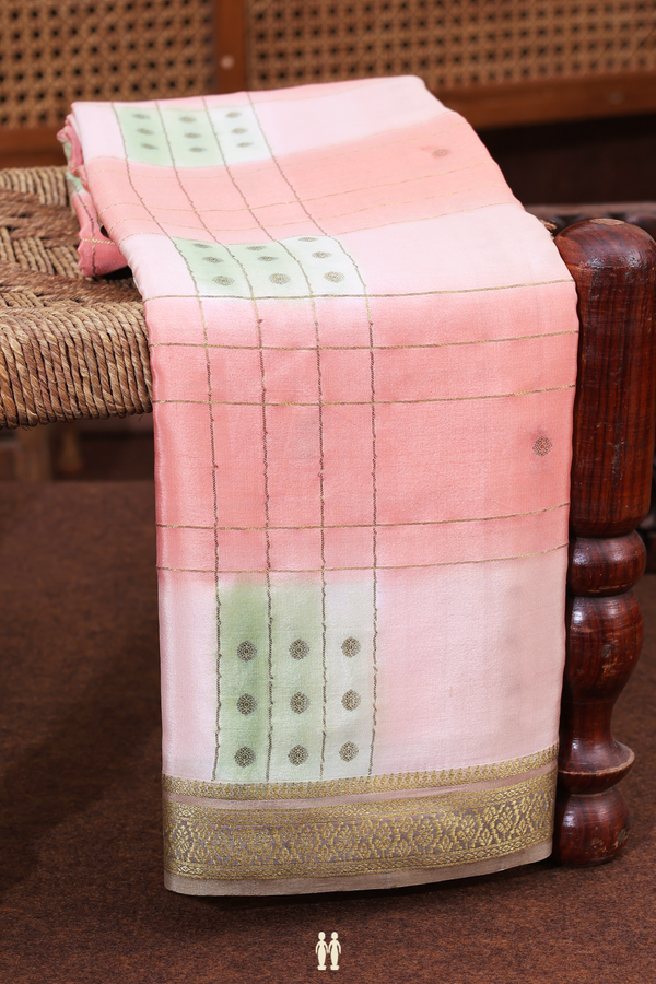 Mysore Silk Saree In Pink And Green With Stripes Design
