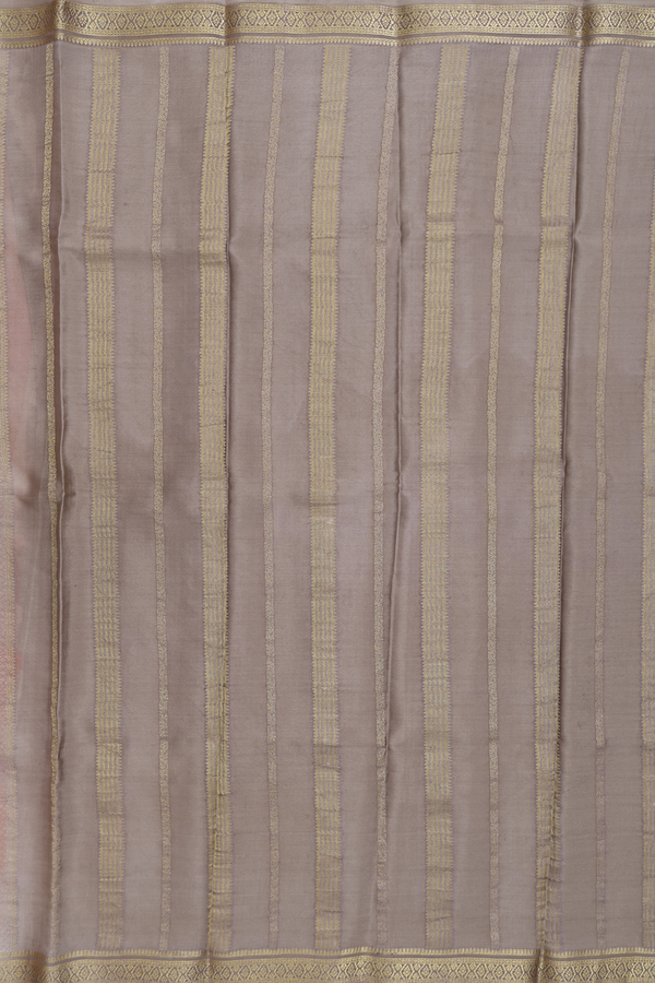 Mysore Silk Saree In Pink And Green With Stripes Design