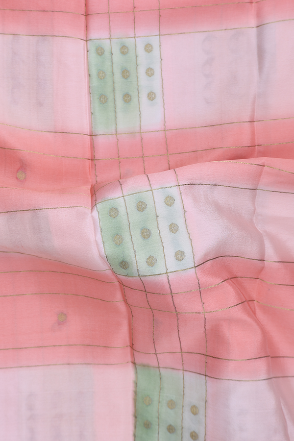 Mysore Silk Saree In Pink And Green With Stripes Design