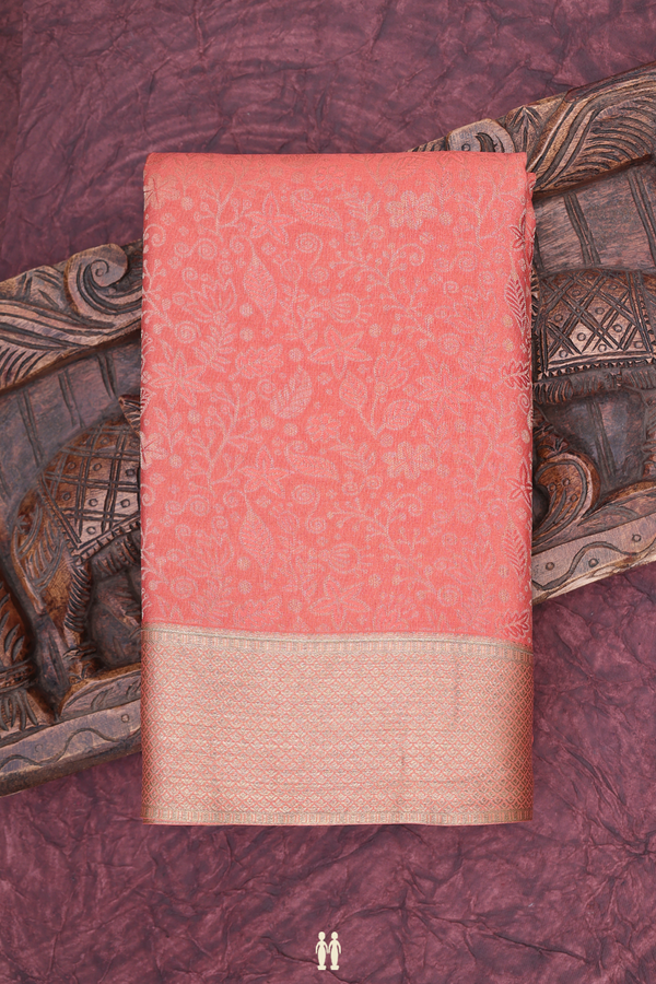 Mysore Silk Saree In Orange With Brocade Design