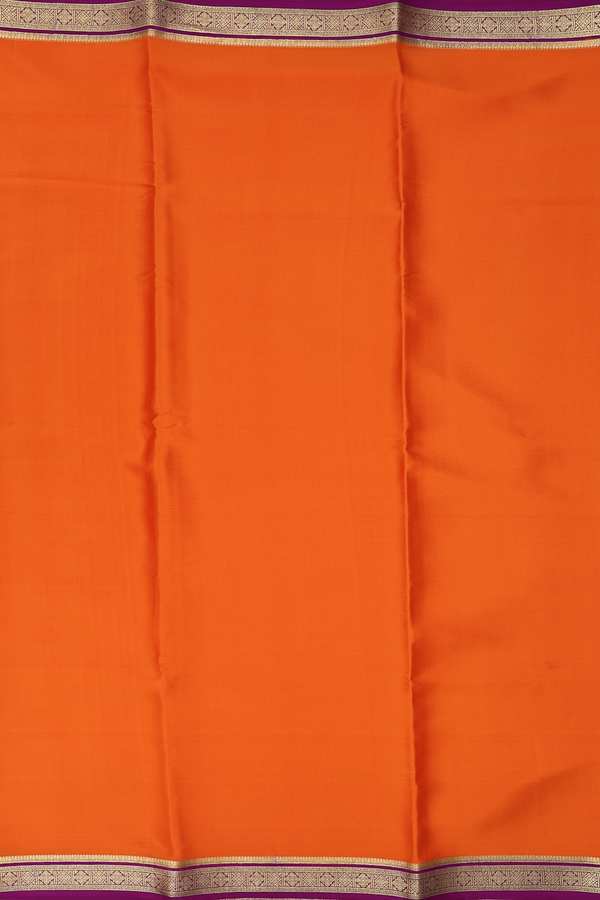 Mysore Silk Saree In Orange With Contrast Border