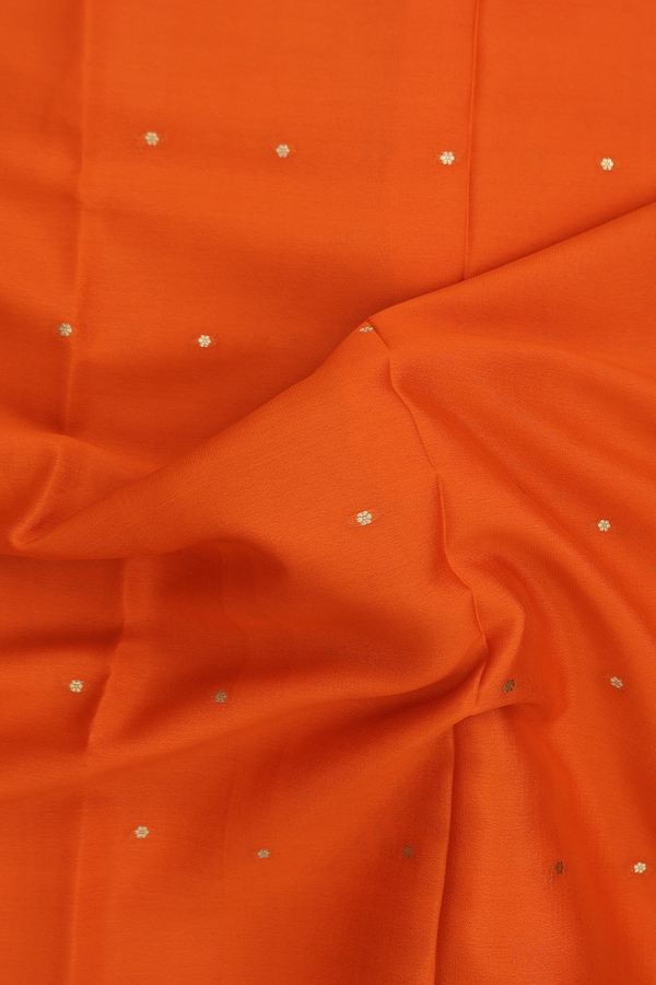 Mysore Silk Saree In Orange With Floral Buttis