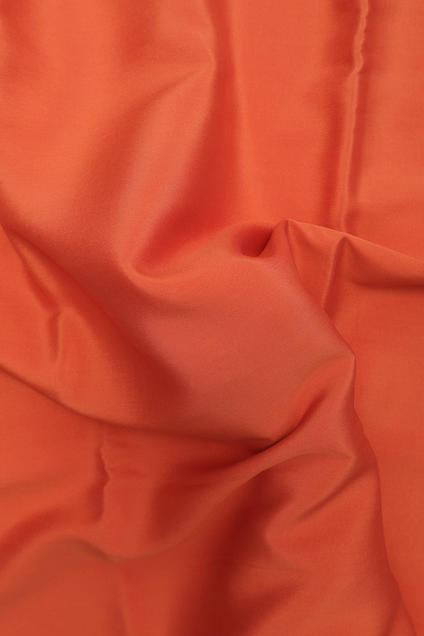 Mysore Silk Saree In Orange With Peacock Border