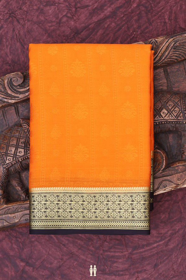 Mysore Silk Saree In Orange With Self Design
