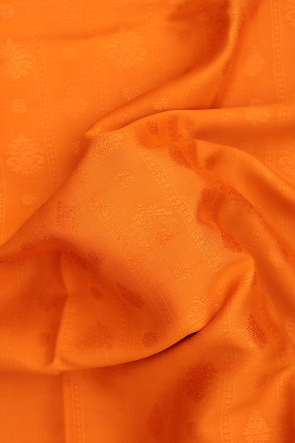Mysore Silk Saree In Orange With Self Design