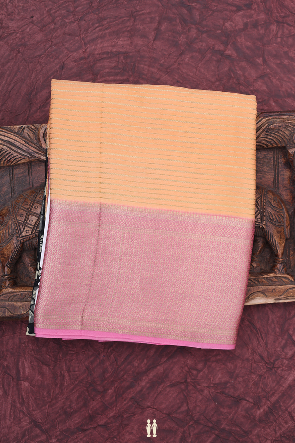 Mysore Silk Saree In Orange With Stripes Design