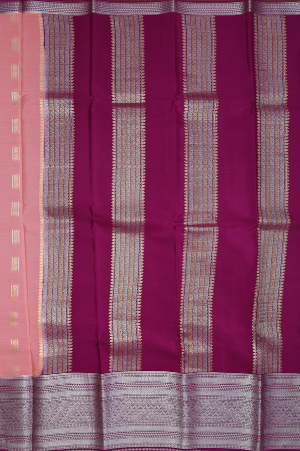 Mysore Silk Saree In Orange With Zari Buttas
