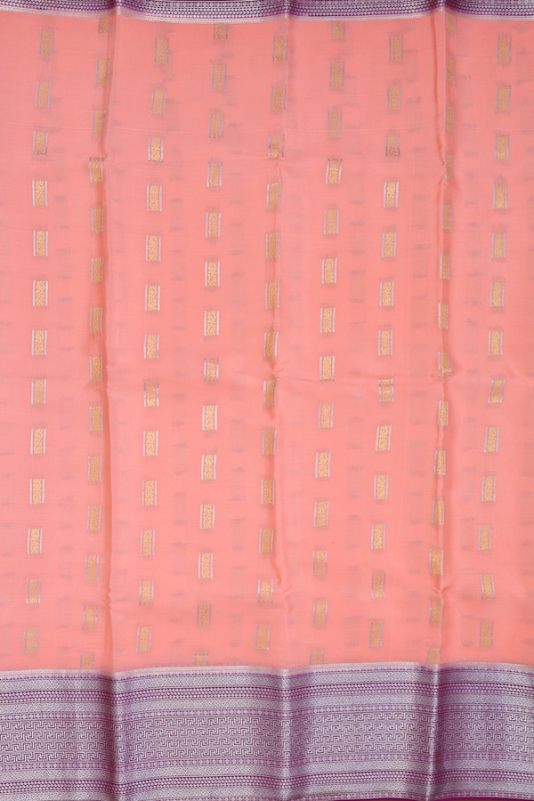 Mysore Silk Saree In Orange With Zari Buttas