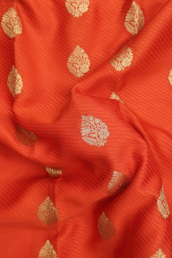 Mysore Silk Saree In Orange With Zari Buttas