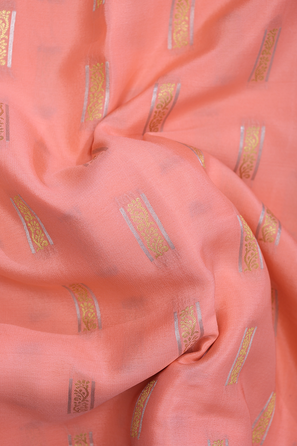 Mysore Silk Saree In Orange With Zari Buttas