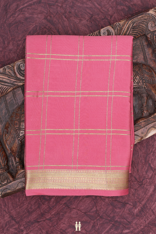 Mysore Silk Saree In Orchid Pink With Checks Design