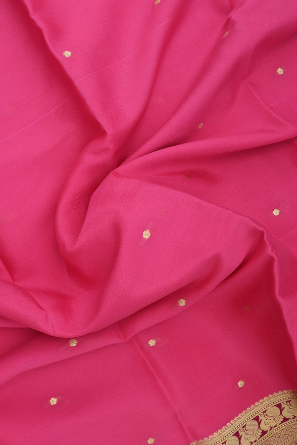 Mysore Silk Saree In Orchid Pink With Floral Buttis