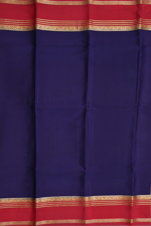 Mysore Silk Saree In Oxford Blue With Contrast Border