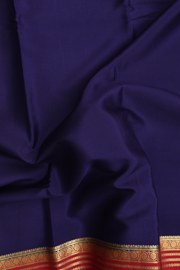 Mysore Silk Saree In Oxford Blue With Contrast Border