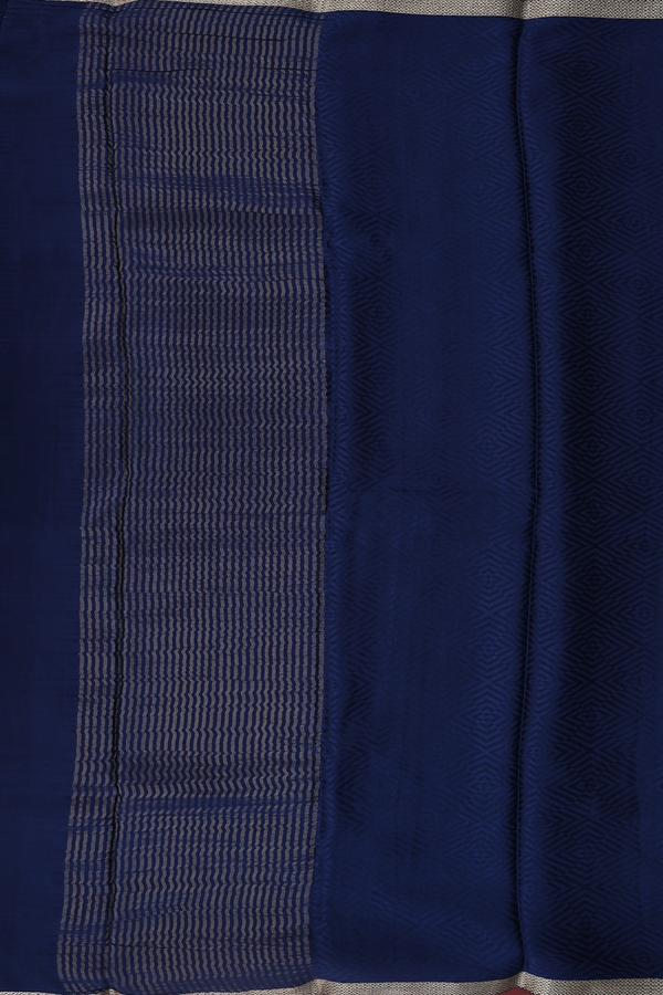 Mysore Silk Saree In Oxford Blue With Diamond Design